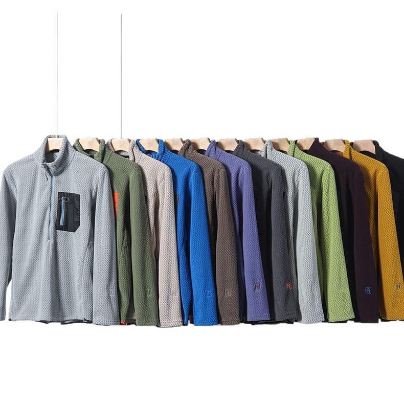 Bata Men's Breathable Soft Fleece Half-Zip Stand-Up Collar Jacket
