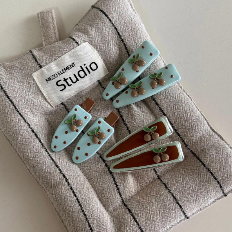 Coffee Cherry Polka Dots Mint Green Hairpin Sweet and Cute Bangs Clip Side Clip Hair Accessories Duckbill Clip New