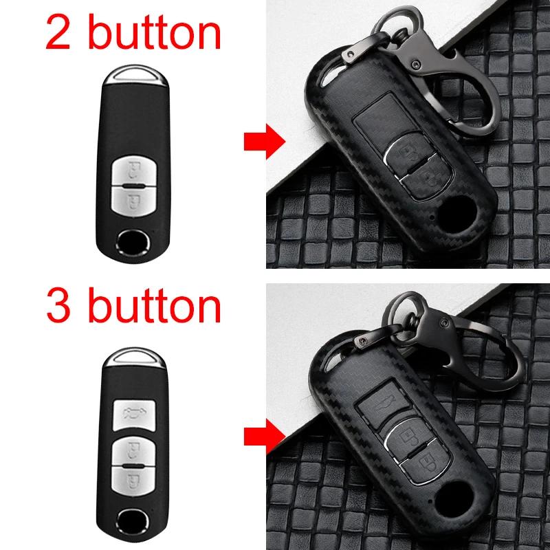 Carbon car key cover key case For Mazda 2 3 6 Axela Atenza CX-5 CX5 CX-3 CX-7 CX8 CX-9 2/3 Buttons Auto Bag