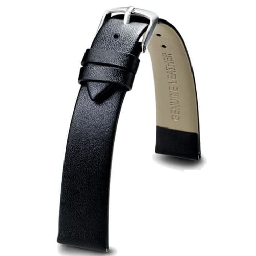 18mm Wide Supple Leather Watch Strap, Black, No Stitching, Elegant and Clean, Includes Tools