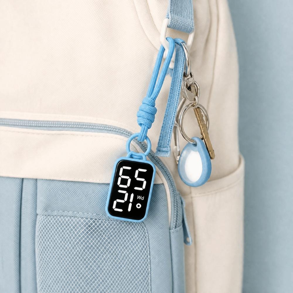 Big Numbers Pocket Watch Keychain LED Digital Watch Portable Electronic Hanging Watch  Kid Adult