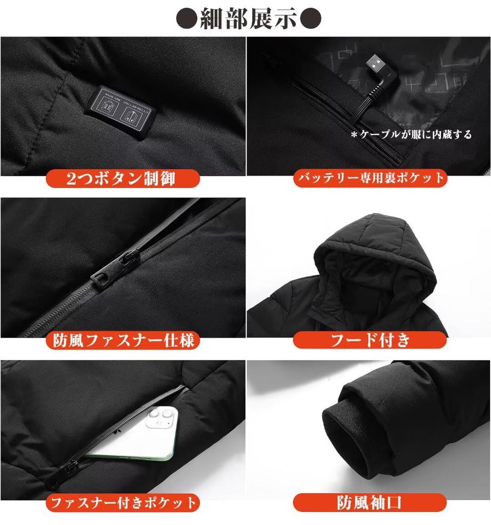 Yucahype Electric Heated Jacket with 11 Heating Sizes USB 3 Temperature Heated Electric Heated Fast for Outdoor and Points, M-7XL, Two-Button Control,