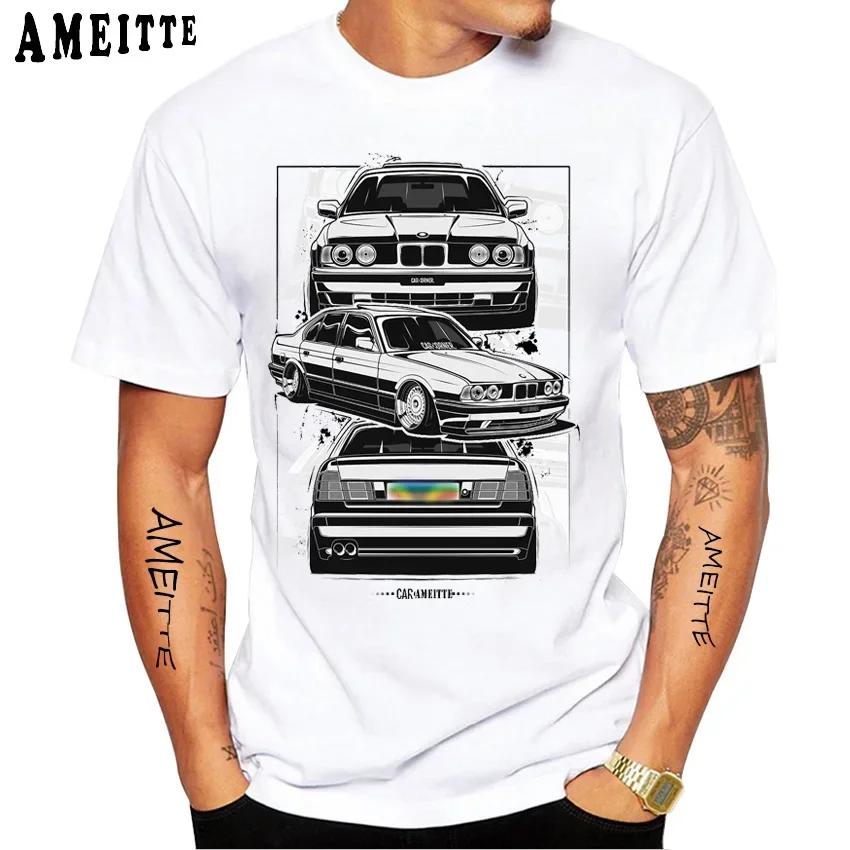Vintage Skull Drive German E28 M5 E30 E36 E90 E46 Car Premium T-Shirt New Summer Men Short Sleeve Hip Hop Boy Casual White Tees