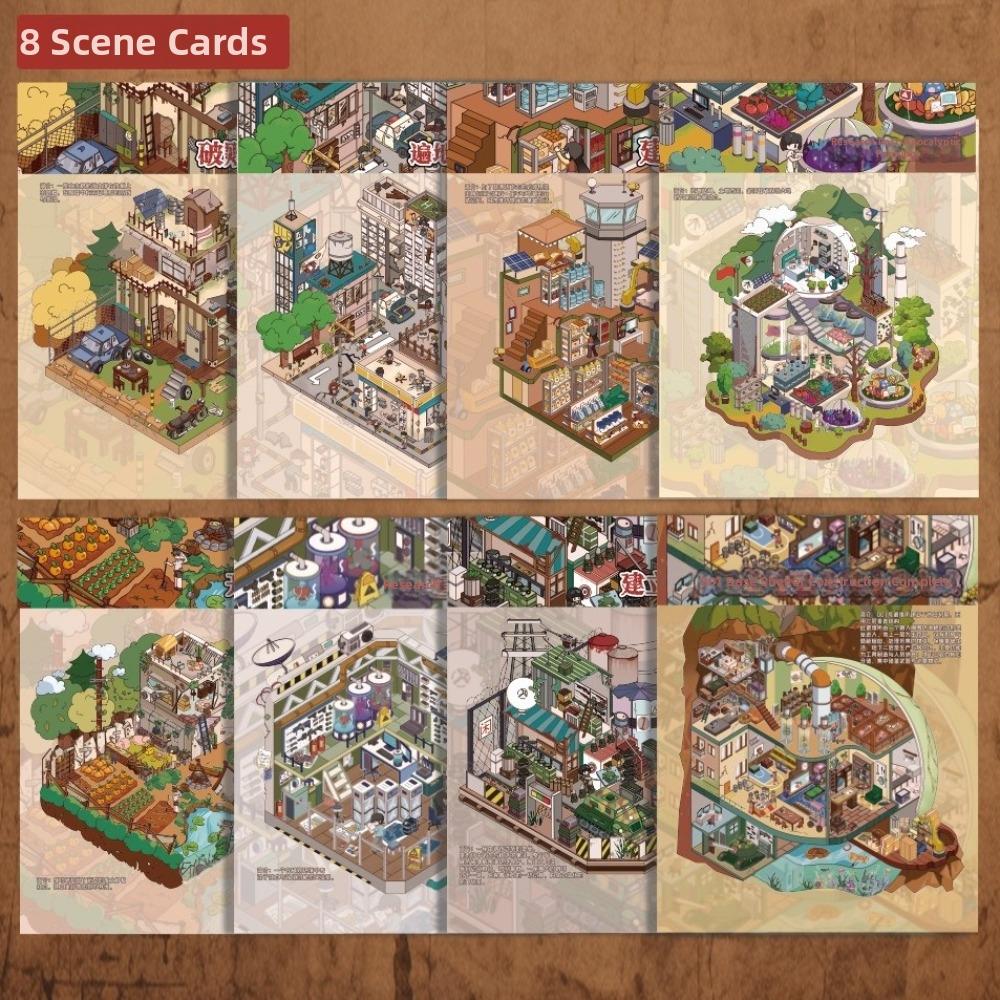 PET DIY Crafts Stickers 8 Scene 16 Sheets 3D Miniature Houses New Pocket Sticker Book  Kid Game Toy
