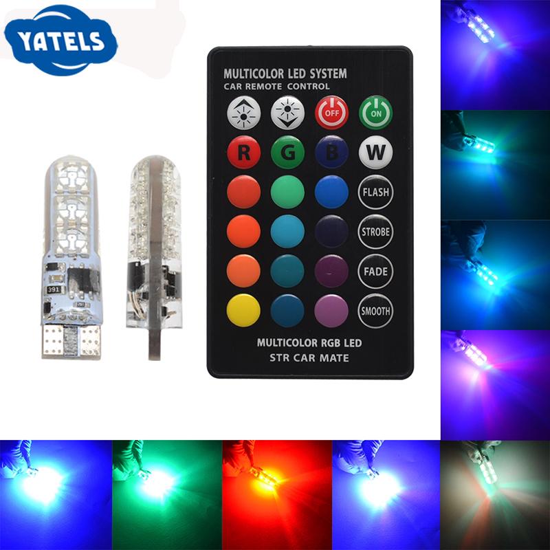 Canbus T10 RGB Bulb Car Wedge Side Light Kit LED Lamp With Remote Controller