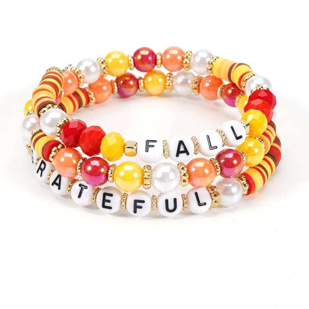 JYL TS Bracelet Bohemian Set Patrick's Day  Letter Beads Attracts Luck