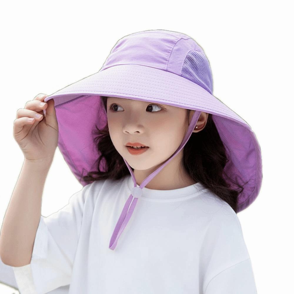 Solid Color Sunscreen Cap Wide Brim Summer Sun Hat Fashion Children Bucket Hat  Camping