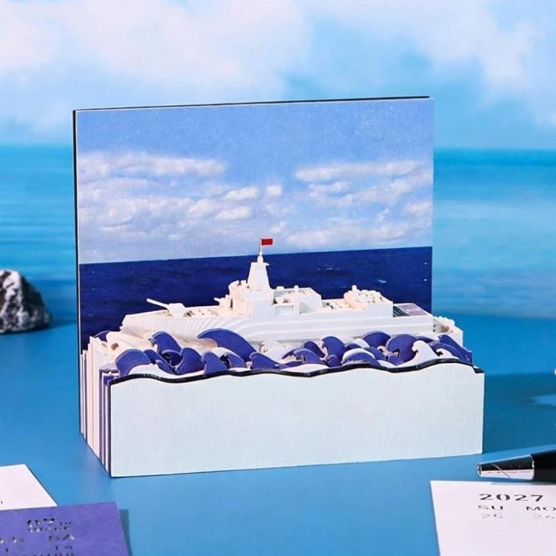 Modern 2027 Desk Calendar 3D Tearaway Paper Carving Design for Home Use A