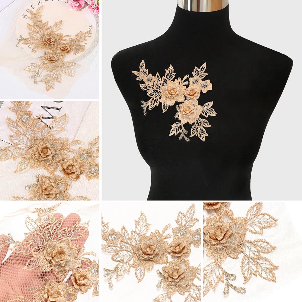 Scrapbooking DIY Blüte Tüll Spitze Blume 3D Verzierungen Braut Applikation Motiv Stickerei