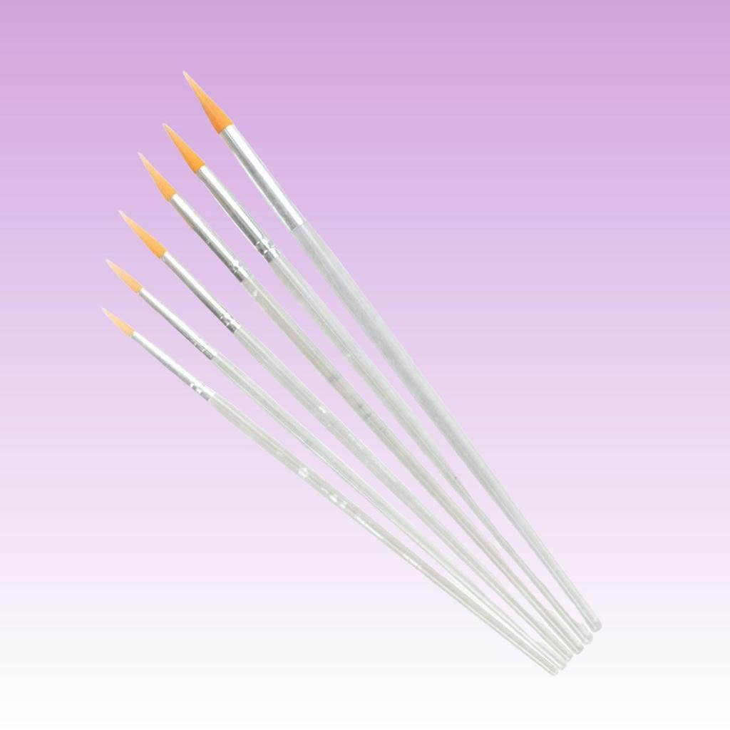 6-Piece Nylon Fine Tip Brush Set for Oil & Watercolor Painting