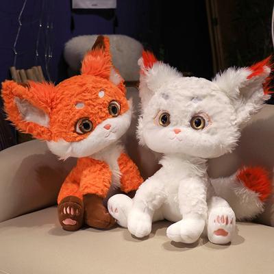 Boneca de pelúcia fofa e adorável, boneca de raposa, boneca de raposa da neve