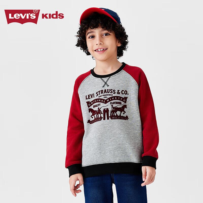 LEVI S Kids Fleece-Lined Crewneck Sweatshirt with Double Horse Logo M