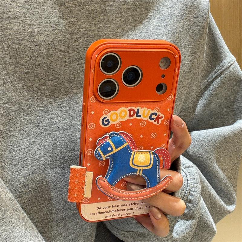 

Full-Screen Copper Coins New Year Rocking Horse Bracket Phone Case for iPhone 17/16 Pro Max/15/14 - Trendy Design iPhone 17 Pro