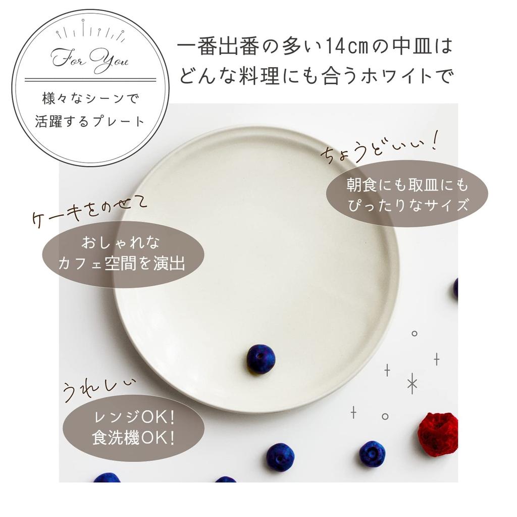Aito Aito Seisakusho Plate Medium Dish White Mino Ware Dishwasher Microwave Safe Made in Japan 520103 "Ciel Ciel" 14.5cm