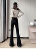 2024 Women's High-Waisted Micro-Flare Jeans: Slim Fit, Elastic, Floor-Length Pants