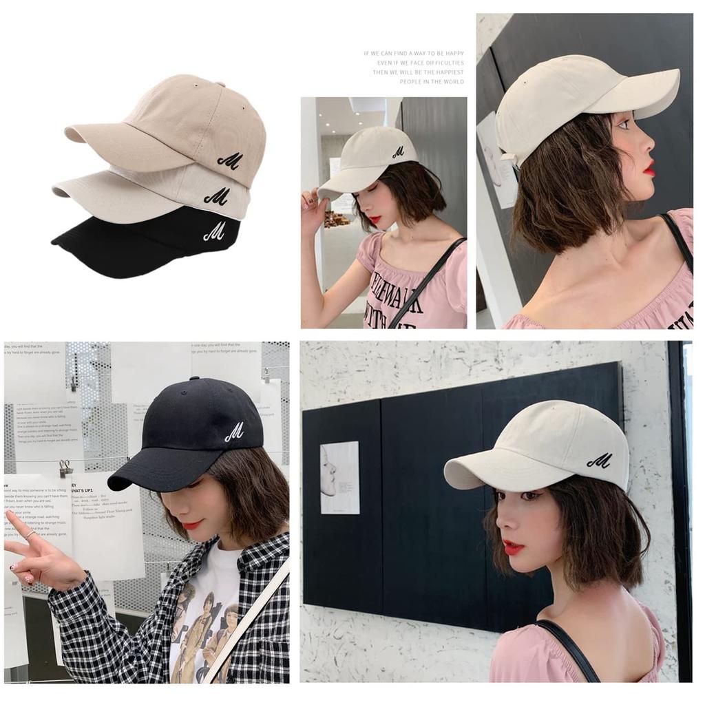 GITIAMO Cap with English Lettering On the Single Point Adjustable Available In and UV Sun and English Women's Side, Embroidery, Strap, Black, White,