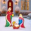 Nativity Scene Christmas  Led Light Family Silhouette Stake Warm White Decor