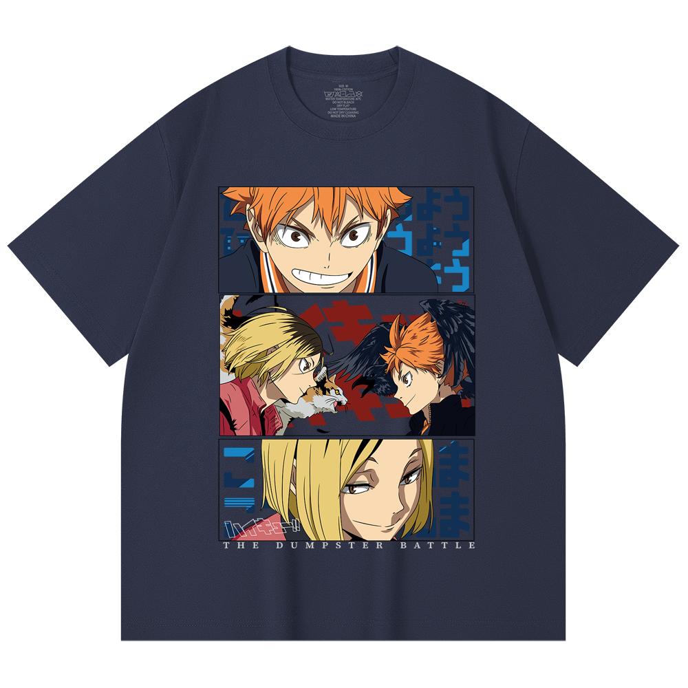 230 Gsm 100% Cotton Haikyu V9 Dumpster Battle Print Unisex Heavy Cotton T Shirt