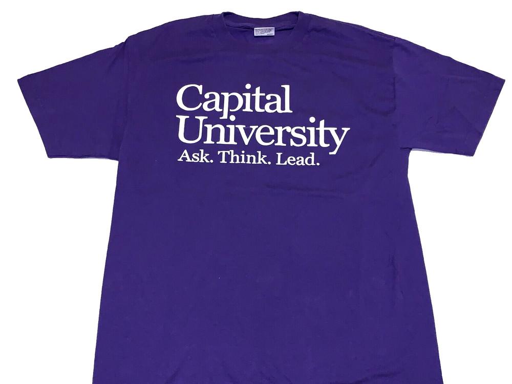Rare! Vintage 2000s Capital University Ask Think Lead I Will T-Shirt New! LARGE Unisex T-Shirt XL