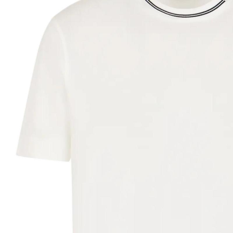 Emporio Armani Logo Letter Trim Round Neck Short Sleeve T-Shirt Men T-shirts Warm-White 6D1T95-1JOSZ-0101