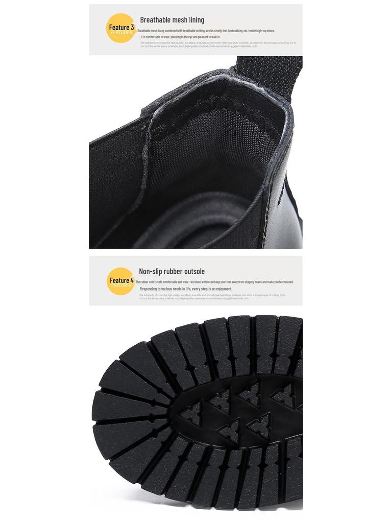 2024 Korean British Style Men's Casual High-Top Leather Boots - Retro Minimalist Slip-On Ankle Boots