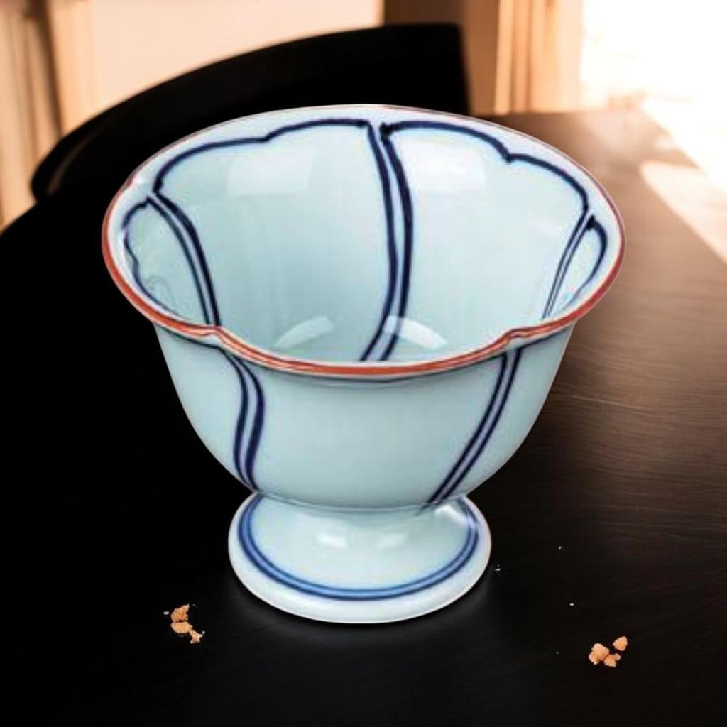 Takumifu Arita Ware 8cm Side Plate with Plum Blossom Pattern (Blue) and High Base, Made In Japan