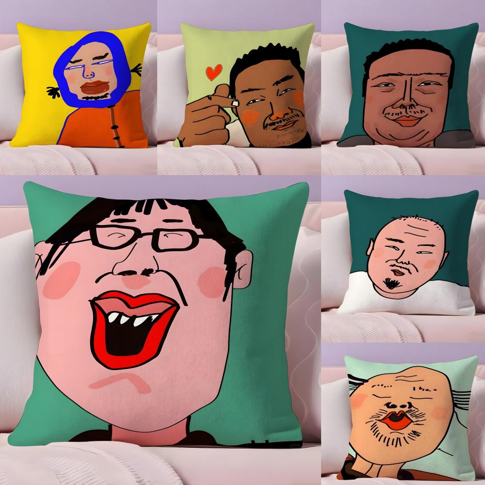 Funny Funny Characters Pillow Case Silky Short Plush with Invisible Zipper Dustproof Sofa Cushion Cover for Home Decor