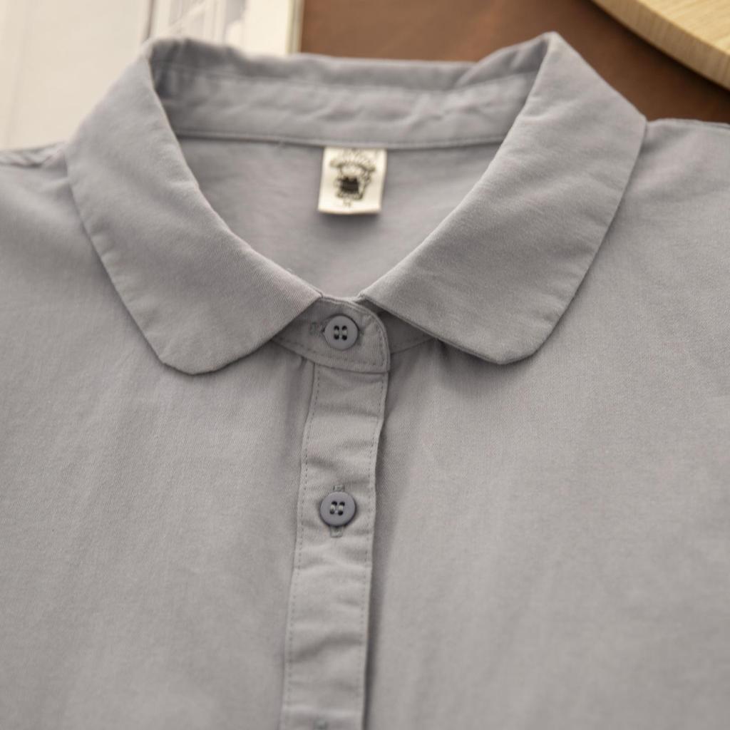 Korean Style Autumn Casual Doll Collar Long Sleeve Shirt