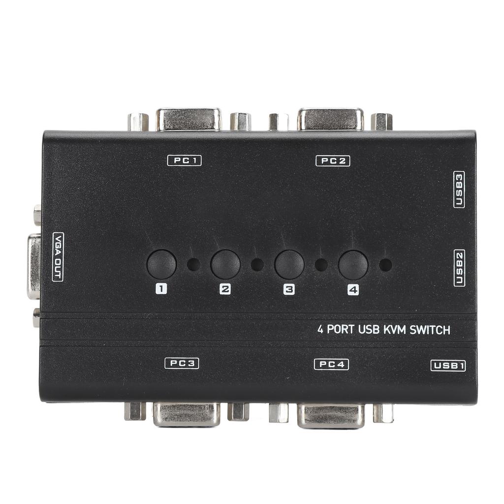 USB VGA KVM-svitsj 4-porter USB VGA KVM-svitsjvelger for 4 PC-deling 1 skjerm 3 USB-enheter
