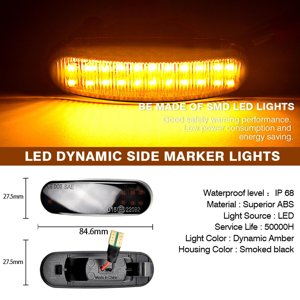 Dynamic Car LED Side Marker Light Turn Signal Lamp For Fiat Panda Punto Evo Stilo Qubo Peugeot Citroen Lancia Musa(350)