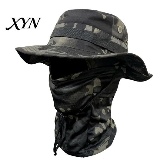 Quick-drying Hat Camouflage Sun with Balaclava Face Mask, UV Protection Men Wide Brim Hat, Breathable Bucket for Outdoor Fishing Hiking Cycling