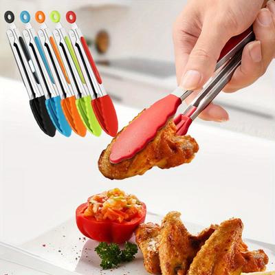 Clește de grătar din oțel inoxidabil 1 bucată, clește de grătar din silicon pentru gătit salată pâine, clește de grătar antiaderent cu clemă pentru grătar, set de ustensile de bucătărie.