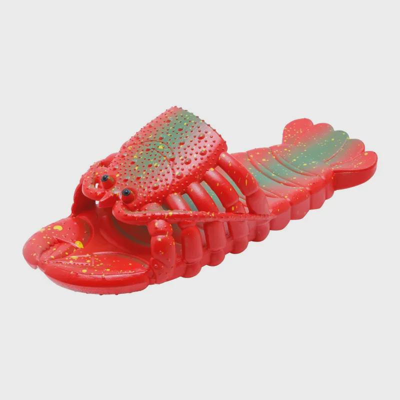 Kreativní kreslené sandály s motivem humra: Komická plážová obuv pro rodiče a děti pro páry