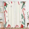 2pcs,2D plane printing Pattern Curtains Christmas Candy Snowflakes Berries (2) Durable 100% Polyester Fabric (without rod) Home