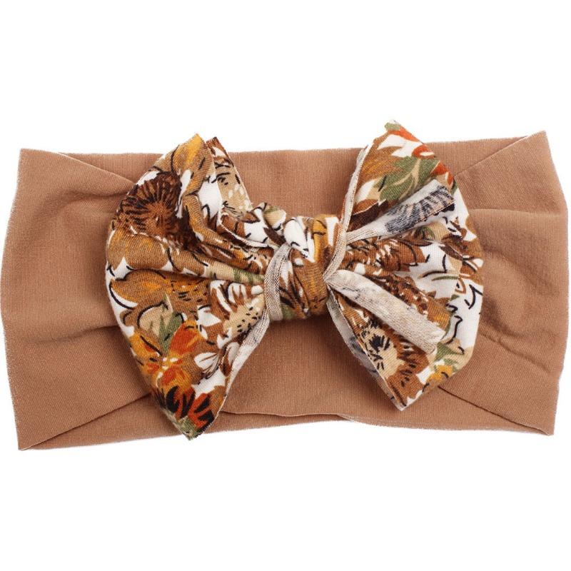 New nylon bow print children's headband, baby cute hair accessories, multi-colored girls' headscarf