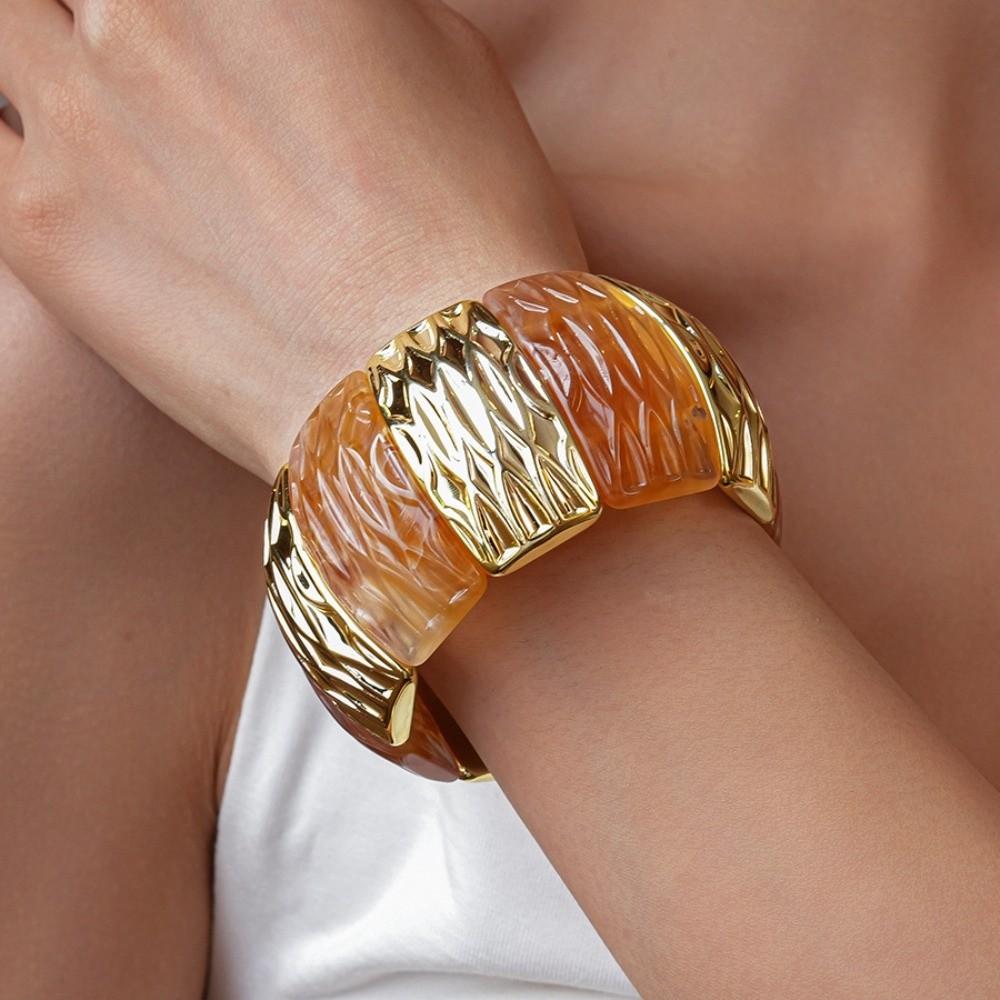 Bohemian Acrylic Bangle Smudging Retro Hand Ring Creative Irregular Wide Bracelet  Decoration