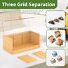 Bamboo Tea Bag Storage Box with Clear Lid 3 Compartments Multifunctional Coffee Tea Box Organizer Sugar Container