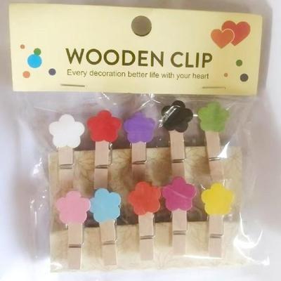 10 Pcs Home Hanging Cardboard Photo Frame Photo Wall Small Wooden Clips