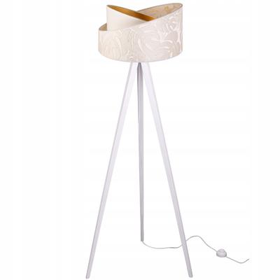 Floor Lamp Standing Tripod Wooden Lampshade Pattern