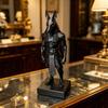 3D Printed Anubis Statue Desk Sculpture with Stable Square Base Matte Black Minimalist Low-Polygon Design for Home Office Study Room Decor Gift