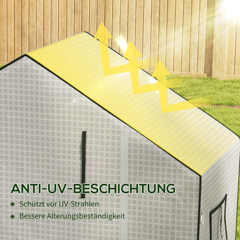 Greenhouse Cover Replacement Walk-in PE Hot House Cover with Roll-up Door and Windows, 140 x 73 x 190cm, White