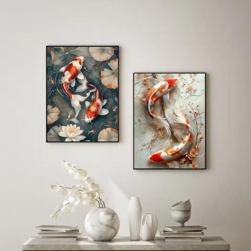 Koi Fish That Always Brings Good Luck Poster HD Art Sticky Wall Waterproof Home Living Room Bedroom Bar Aesthetic Decoration