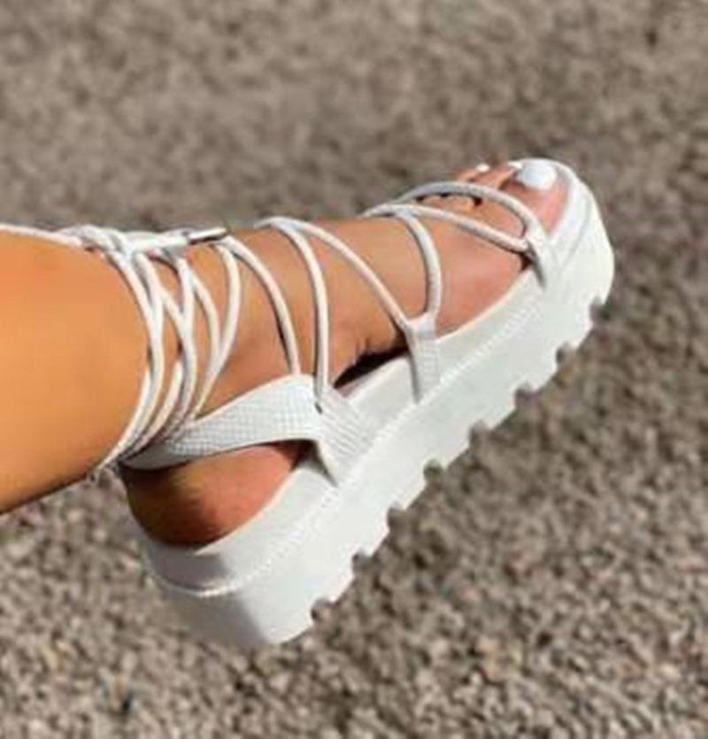 Fashion Fashion Woman Gladiator Sandals Ladies Wedge Shoes Female Lace Up Platform Shoes Women Cross Straps Boots Thick Bottom Sandals
