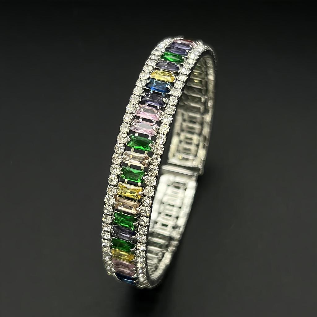 Cross-Border Elegant Round Full Diamond Adjustable Bracelet for High-End Events