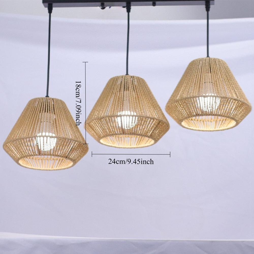 JOYINLED Boho 3 Light Rattan Pendant Lamp Retro Ceiling Hanging Light Fixture for Living Room Home Decor E27 Indoor Lighting