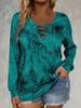 Damen Plus Size Tie-Dye Langarm Schnür-Oberteil - Elegantes Frühling/Herbst/Winter Freizeit-T-Shirt