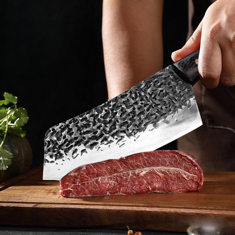 Kitchen Knife Forged Butcher Chef Knives Stainless Steel Chopping Knife Vegetables Slicing Meat Cleaver Carbon Knife Wood Handle