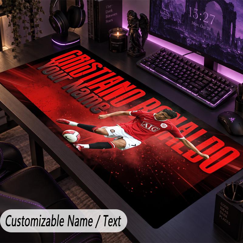 Large Mouse PadCristiano Ronaldo Custom Name Text Personalized Desk Mat Non Slip Gaming Pad