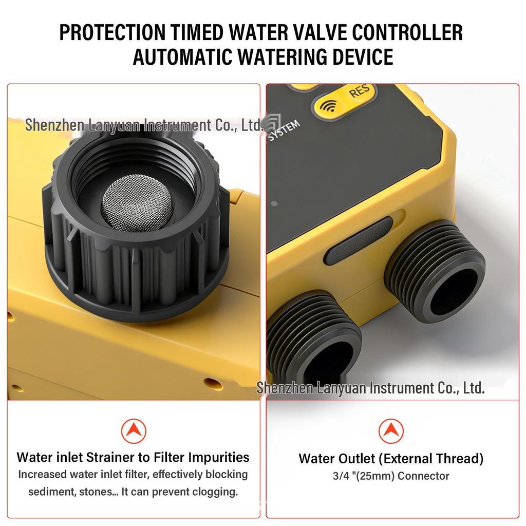 Graffiti Solar-Powered Smart WiFi Water Valve Control for Automatic Four-Way Irrigation and Remote Flower Watering Timer