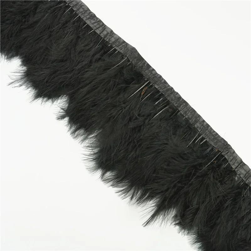 2 Mètres Bordure de Plumes de Marabout Moelleuses Bords Frange 6-8" Plumes de Dinde Blanches Noires Décor Vêtements sur Bande Artisanat Ruban Décoration